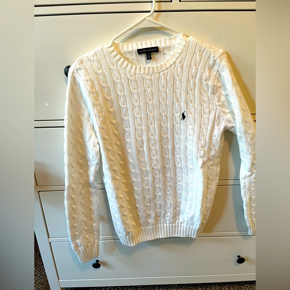Ralph Lauren white sweater. Cotton. Worn once. Size large
